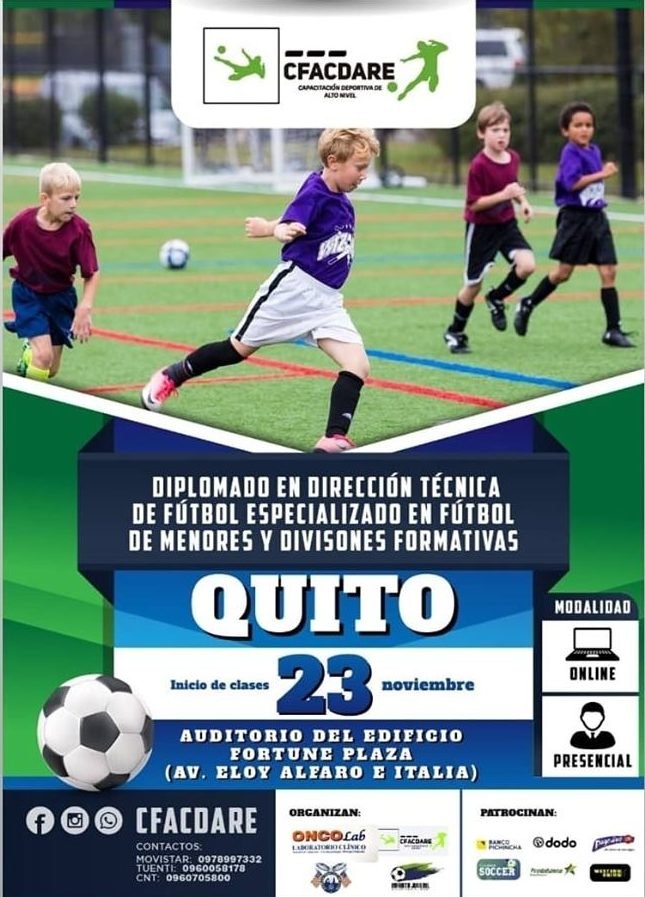 DIPLOMADO EN DIRECCIÓN TÉCNICA DE FÚTBOL ESPECIALIZADO EN FÚTBOL DE MENORES Y DIVISIONES FORMATIVAS